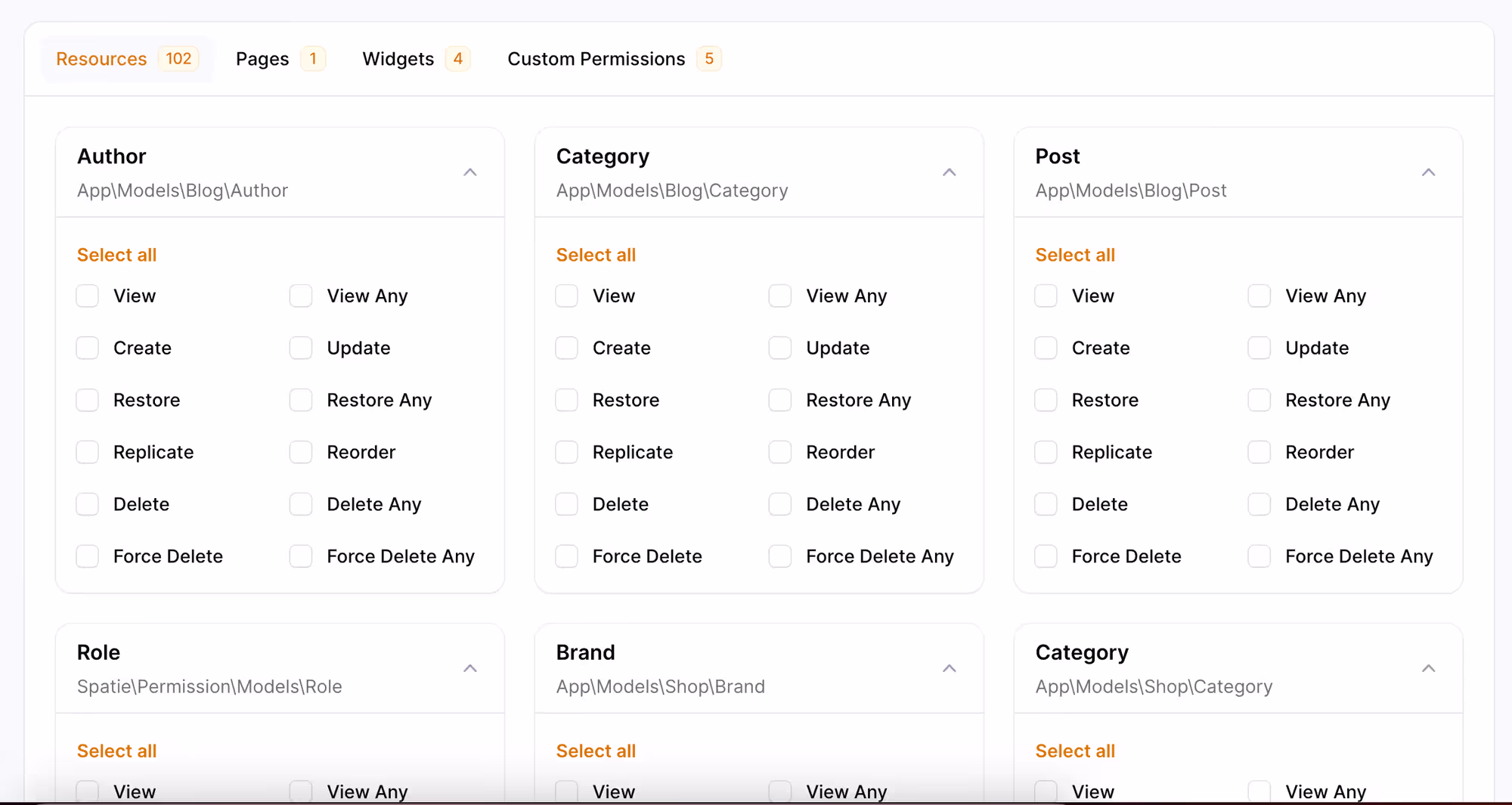 Halaman pengaturan perizinan pengguna yang disediakan Filament Shield.